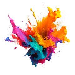 Colorful stain of colorful powders on white transparent background