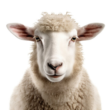 Sheep Face Shot Isolated on Transparent Background - Generative AI
