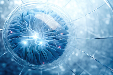 A neural artificial cell that resembles a human neuron. Concept of new technologies