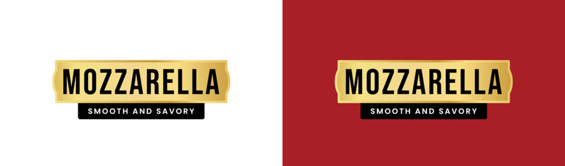 Mozzarella cheese label or Mozzarella label vector isolated in flat style. Best Mozzarella cheese label for product packaging design element. Mozzarella label vector for packaging design element.