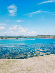 Beautiful seascape with sandy beach and azure sea water in Lombok