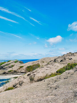 Beautiful seascape with sandy beach and azure sea water in Lombok