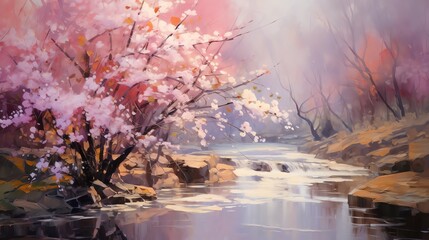 Cherry blossoms in the Japanese Garden, Generative AI