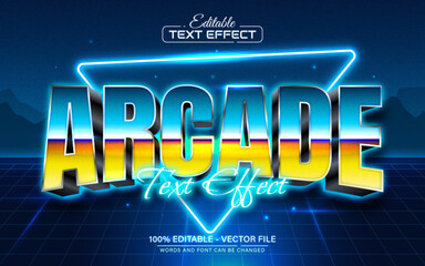 Arcade retro style text effect editable - obrazy, fototapety, plakaty