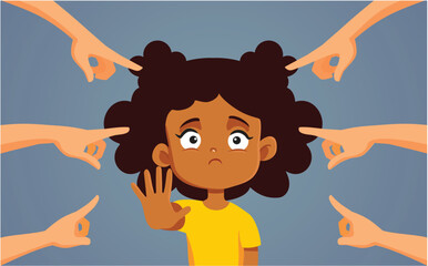 Little Girl Saying No to Bullying and Harassment Vector Cartoon Illustration