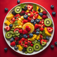 Colorful fruit salad, featuring a vibrant assortment of fresh fruits