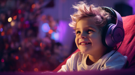 Youthful Gaming Adventures: Male Child Gamer Streaming with Enthusiasm