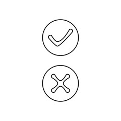 Check and cross icon in outline mode, unique vector illustration in trendy style. Editable graphic resources for many purposes.