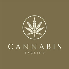 Obraz premium Cannabis vintage logo design vector illustration