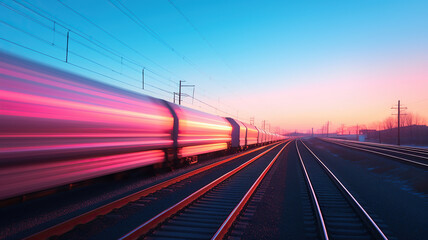 Naklejka premium train passing by in front of the railroad tracks. Generative Ai