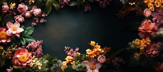 Obraz na płótnie Canvas テキストスペースがある花の装飾の背景素材、ジェネレーティブ、AI