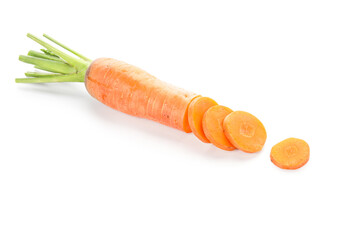 Fresh cut carrot isolated on white background