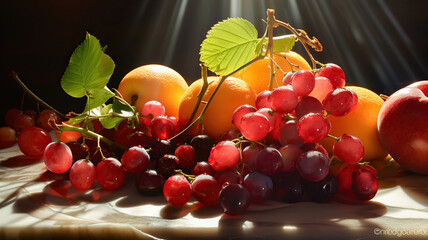 Radiant Fruits Dancing in Sunlight. Generative Ai