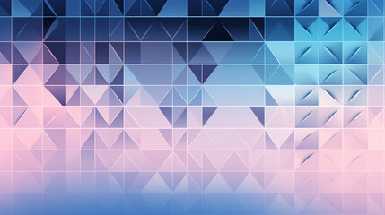 Abstract background of triangles in a row, blue pink pastel colors gradient. Modern colorful mosaic background, backing