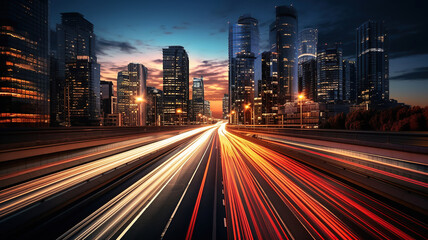 Fototapeta na wymiar Capturing the Dynamic Energy of Urban Traffic. Generative Ai