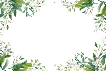 Fototapeta premium Floral border frame card template. multicolor flowers, leaves, for banner, wedding card. Springtime composition with copy-space, Generative AI illustration