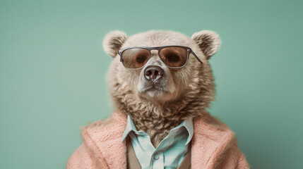 Generative AI, Cool Bear: Sunglasses and Pastel Vibes
