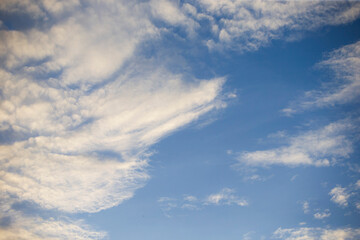 blue sky with cloud closeup. Beautiful nature background with clouds.