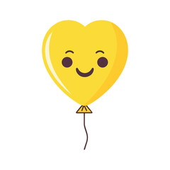 Heart shaped balloon with string in cartoon flat style isolated on white background. balloon with eyes vector icon