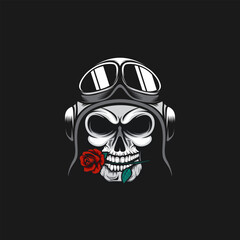 Vector Skull Pilot Logo Design Illustration