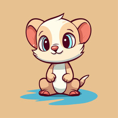 Cute Ferret Cartoon Character: Perfect for Children's Products and Wildlife-themed Designs!