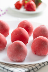 Japanese strawberry mochi or Ichigo Daifuku