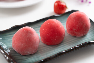 Japanese strawberry mochi or Ichigo Daifuku
