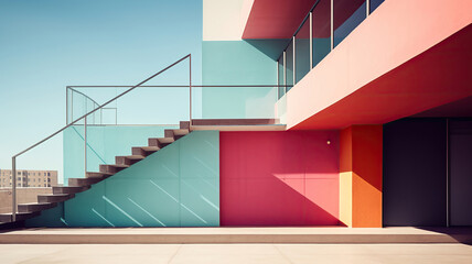 Exploring Modern Architecture in Vibrant Hues. Generative Ai