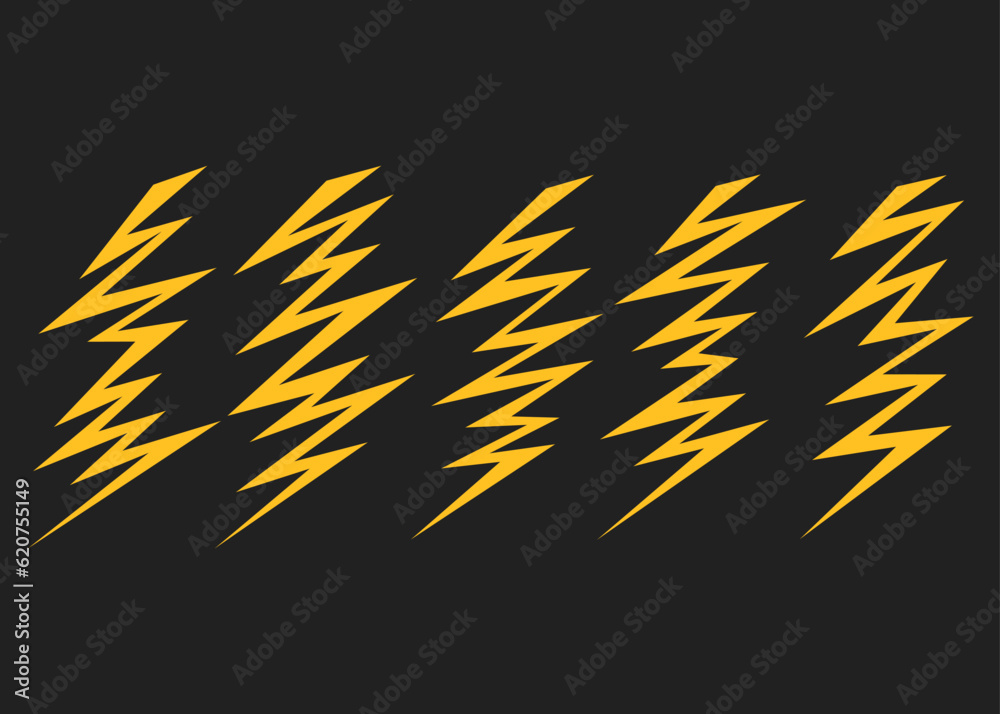 Poster various lightning vector sets. lightning pattern set. yellow lightning pattern