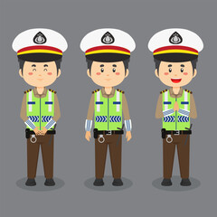 Indonesian Traffic Police Character with Various Expression