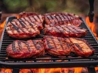Beef steaks grilled meat on the grill