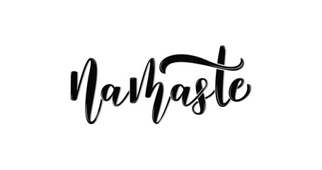 Namaste lettering text illustration. Hello in Hindi. Handwritten modern calligraphy in black color. Positive quote. Great for invitation greetings