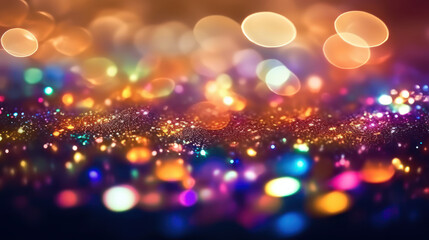 Fototapeta na wymiar Christmas glitter colorful light bokeh background 
