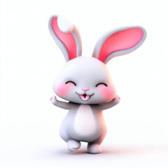 Obraz na płótnie Canvas Fluffy Wonderland: A Digital Rabbit Creation, Generative AI