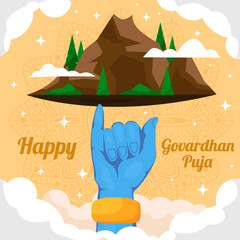 Fototapeta na wymiar Happy Govardhan Puja 