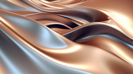 Abstract liquid background with silver and gold metal wave 