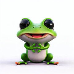 Obraz premium Virtual Hopper: AI's 3D Frog, Generative AI