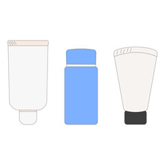 シンプルな化粧品容器のセット、ボトルイメージ、ベクター素材