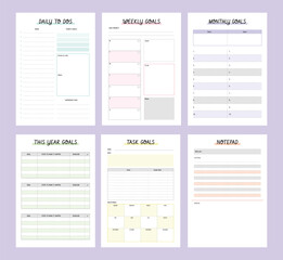 6 set of Daily Weekly Monthly to do planner.