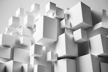Obraz premium White background with 3D cube effect. Post-processed generative AI