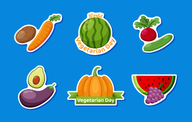 Set of Vegetarian Day Sticker Pack