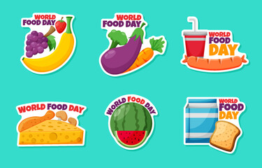 Set of World Food Day Sticker Pack