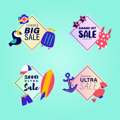 Fototapeta premium summer sale signs brochure vector. Special price offer coupon for social media post, promotion ad, shopping flyer, voucher, website campaign and advertising