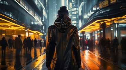 Obraz premium Trendsetters and Stylish Outfits in Urban Fashion Districts. Generative Ai