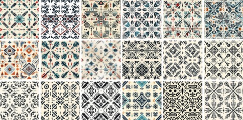berber inspered pattern for  wall tiles design, mediteranian seamless mosaic, Morrocan zellige and Portuguese Spanish andalusian azulejo, ai generated - obrazy, fototapety, plakaty