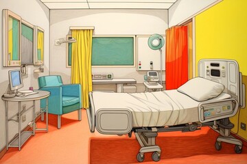 病院の病室,Generative AI AI画像