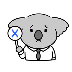 不正解の札を持つ動物のキャラクター