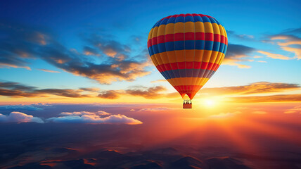 Fototapeta na wymiar Mesmerizing Sunrise from a Hot Air Balloon. Generative Ai