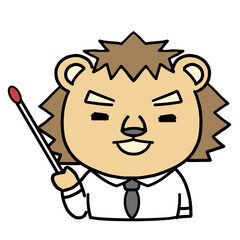 指し棒を持って説明する動物のキャラクター