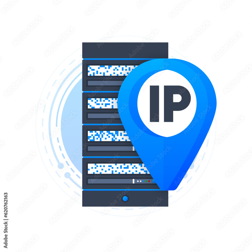 Poster ip address and data and networks. internet protocol. technological concept. vector illustration.
